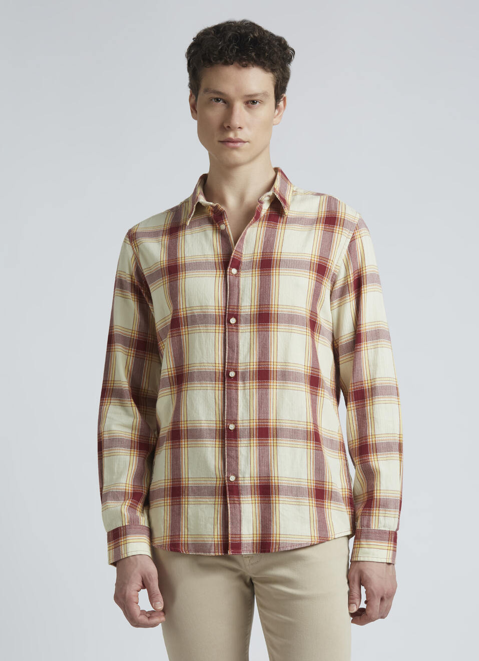 Yellow And Red Checks Full Sleeve Shirt, , large image number 1