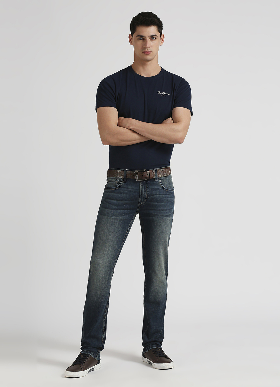 Vapour Dark Blue Mid Rise Slim Fit Jeans, , large image number 1