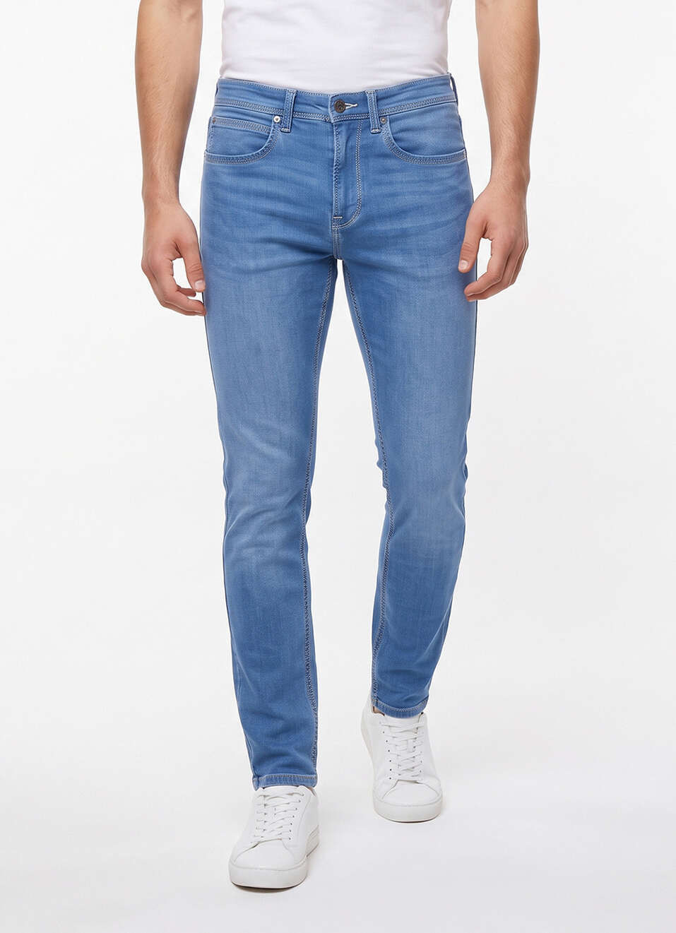 Men Blue Slim Fit Mid Rise Stretchable Jeans, , large image number 2