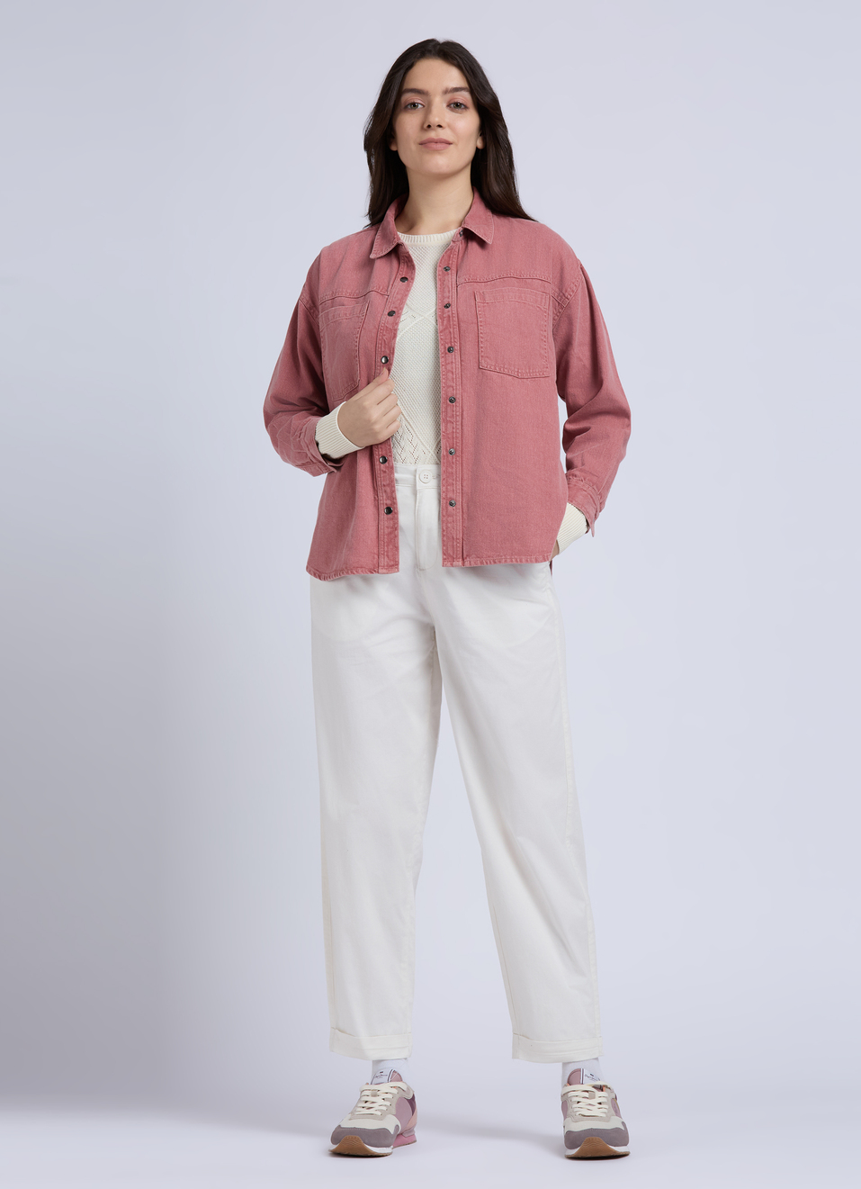 Ecru Mid Waist Carrot Fit Trousers, , large image number 0