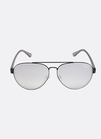 White Tone Uv-protected Aviator Sunglasses