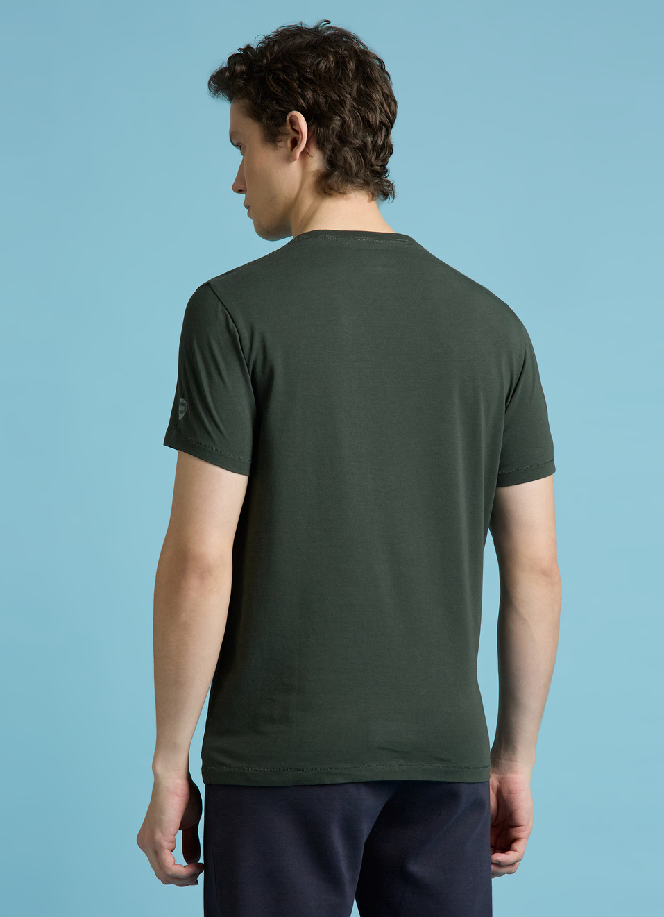 Men Green Crew Neck Stretchable T-shirt, , large image number 2
