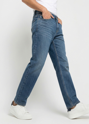 Men Blue Baggy Fit Mid Rise Jeans