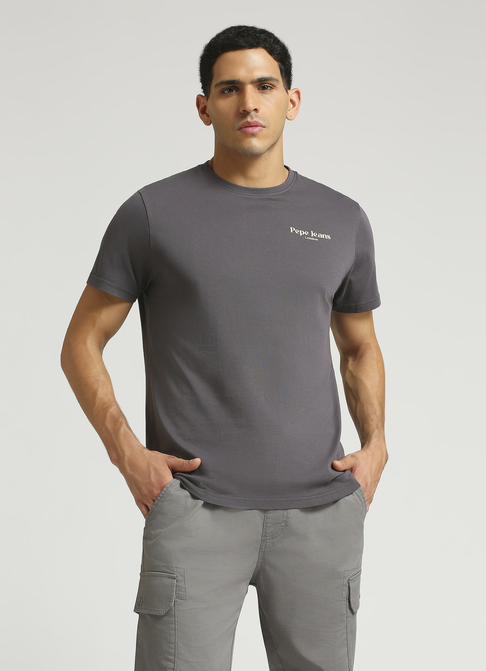 Grey Back Print Short Sleeve T-shirt, , large image number 0