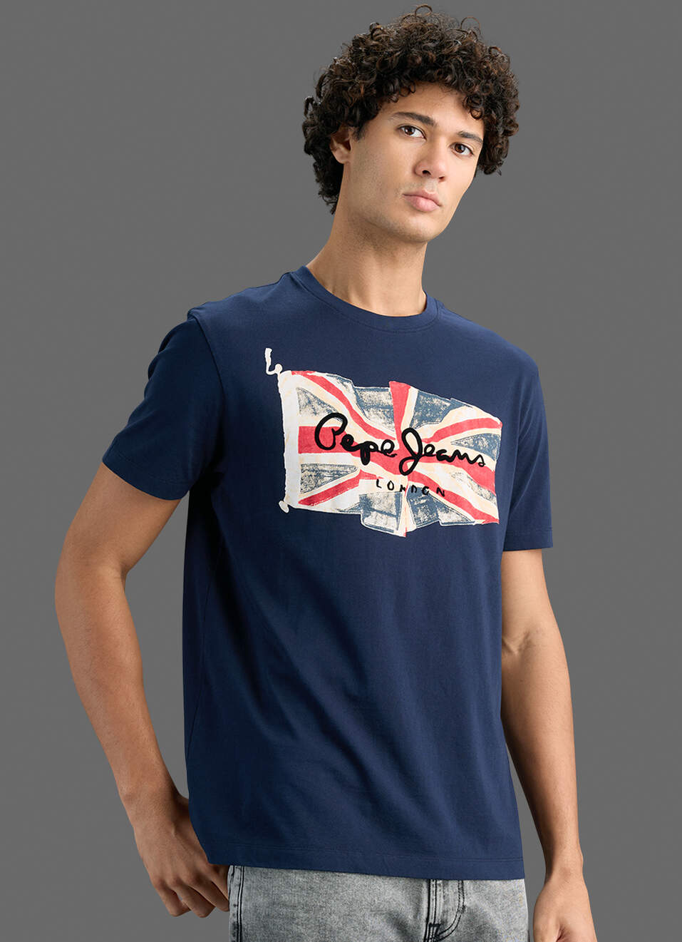 Men Navy Slim Printed T-shirt, , large image number 5