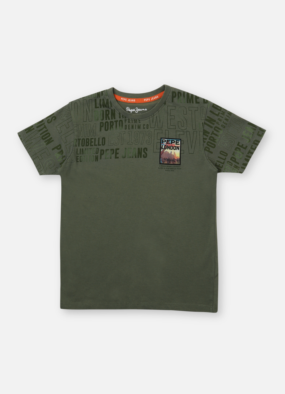 Boys Orange Typographic Print Short Sleeve T-shirt, , large image number 0