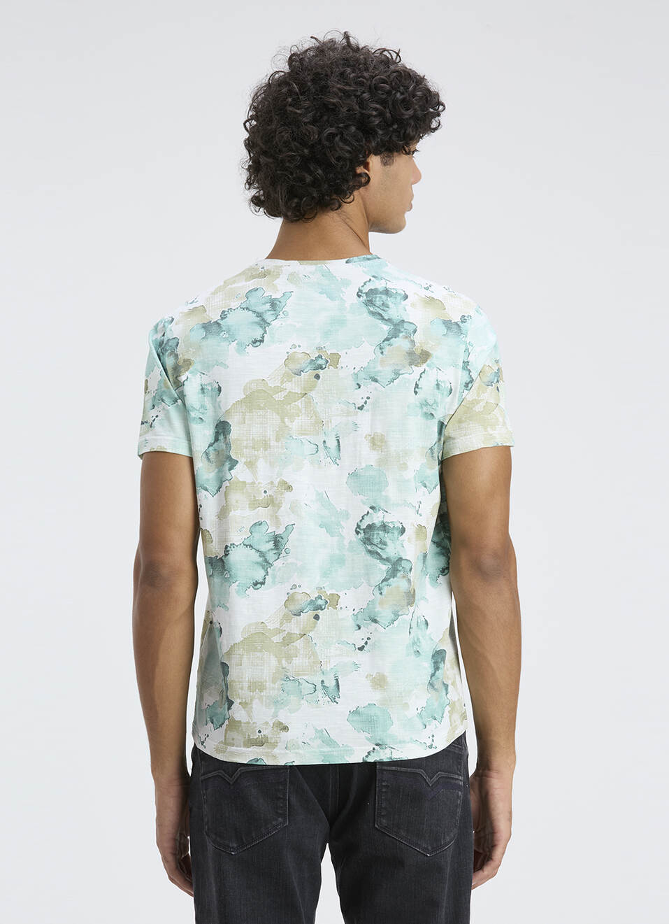 Men Beige Abstract Print Short Sleeve T-shirt, , large image number 2