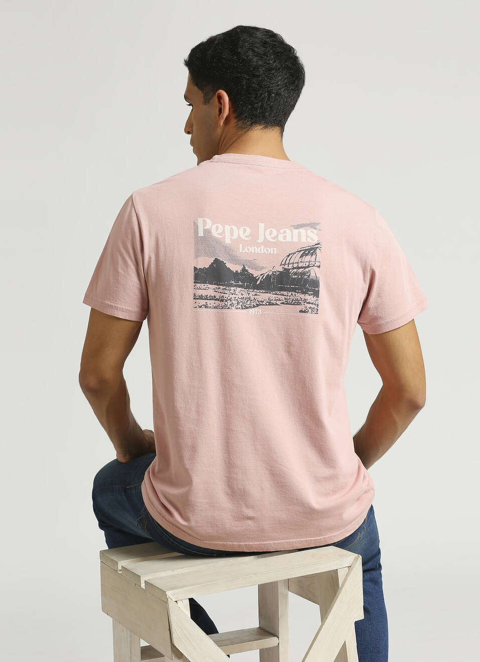Pink Back Print Slim Fit Short Sleeve T-shirt, , large image number 5