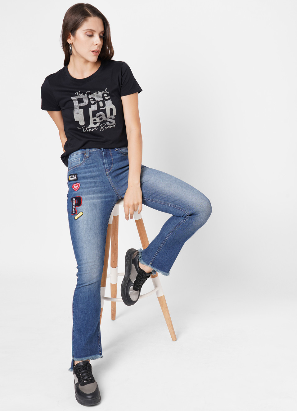 Ruby Dion Flare Slim Fit High Waist Flare leg jeans Jeans, , large image number 3