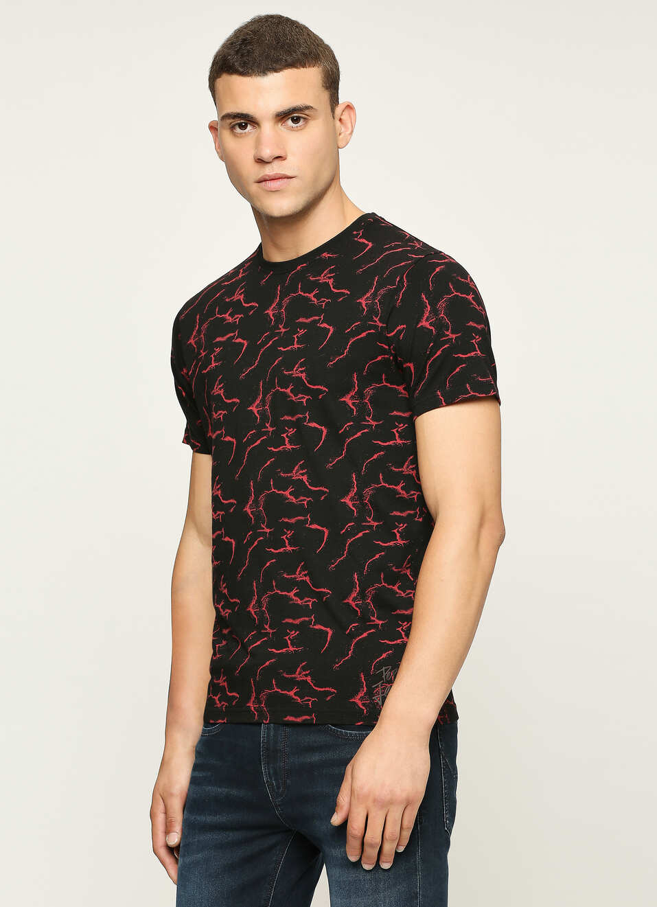 Black Graphic Print Short Sleeve T-shirt, , large image number 3
