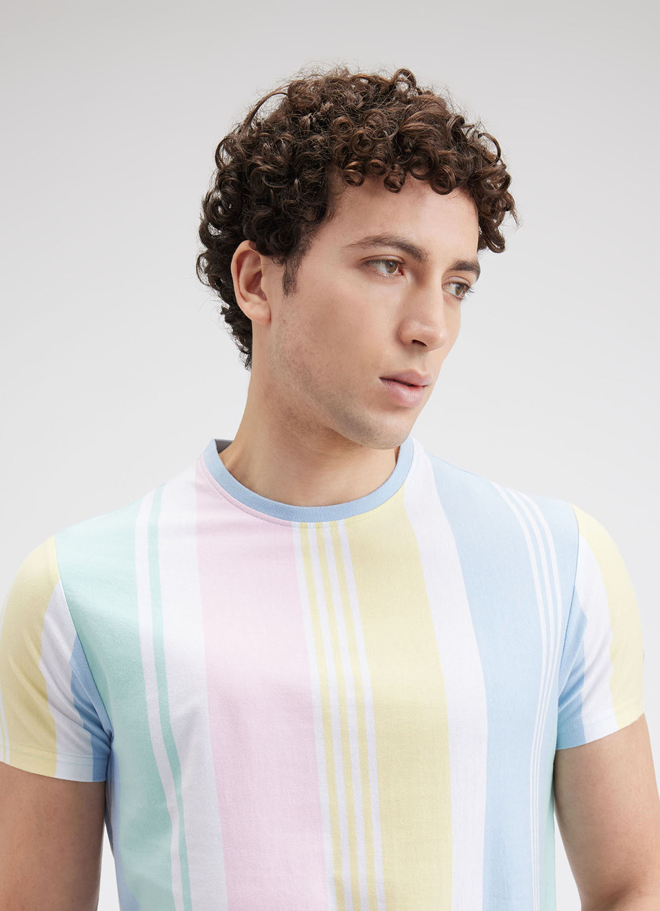 Men Blue Colour Stripe Short Sleeve T-shirt, , large image number 4