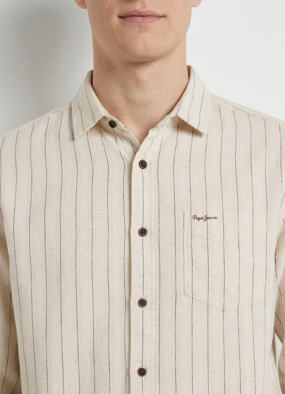 Men Beige Striped Dobby Long Sleeve Shirt, , large image number 4