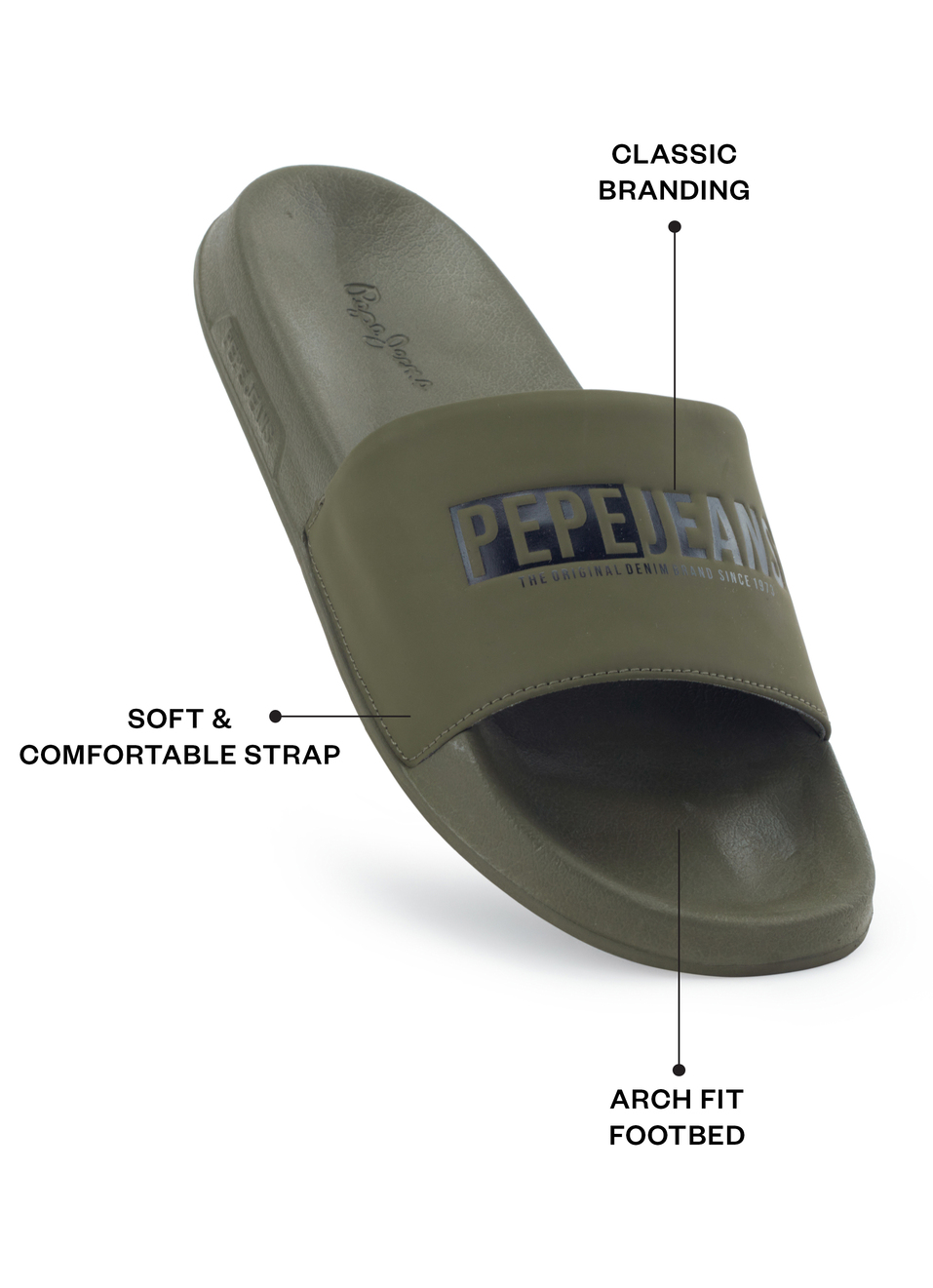 Green Logo Printed Anti-skid Beach Slides, , large image number 1