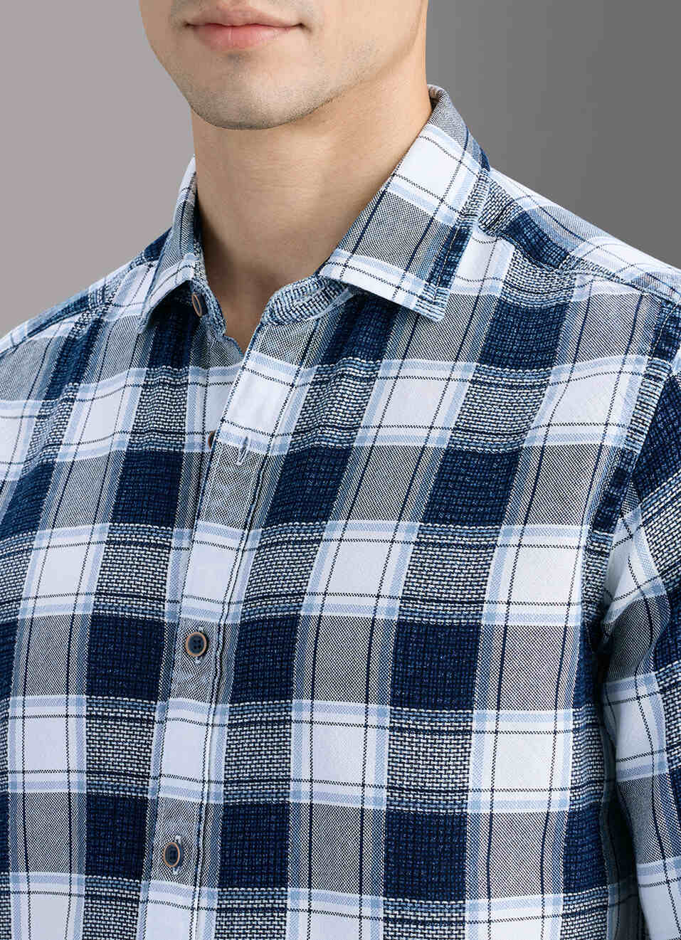 Men Navy Checked Shirt, , large image number 1