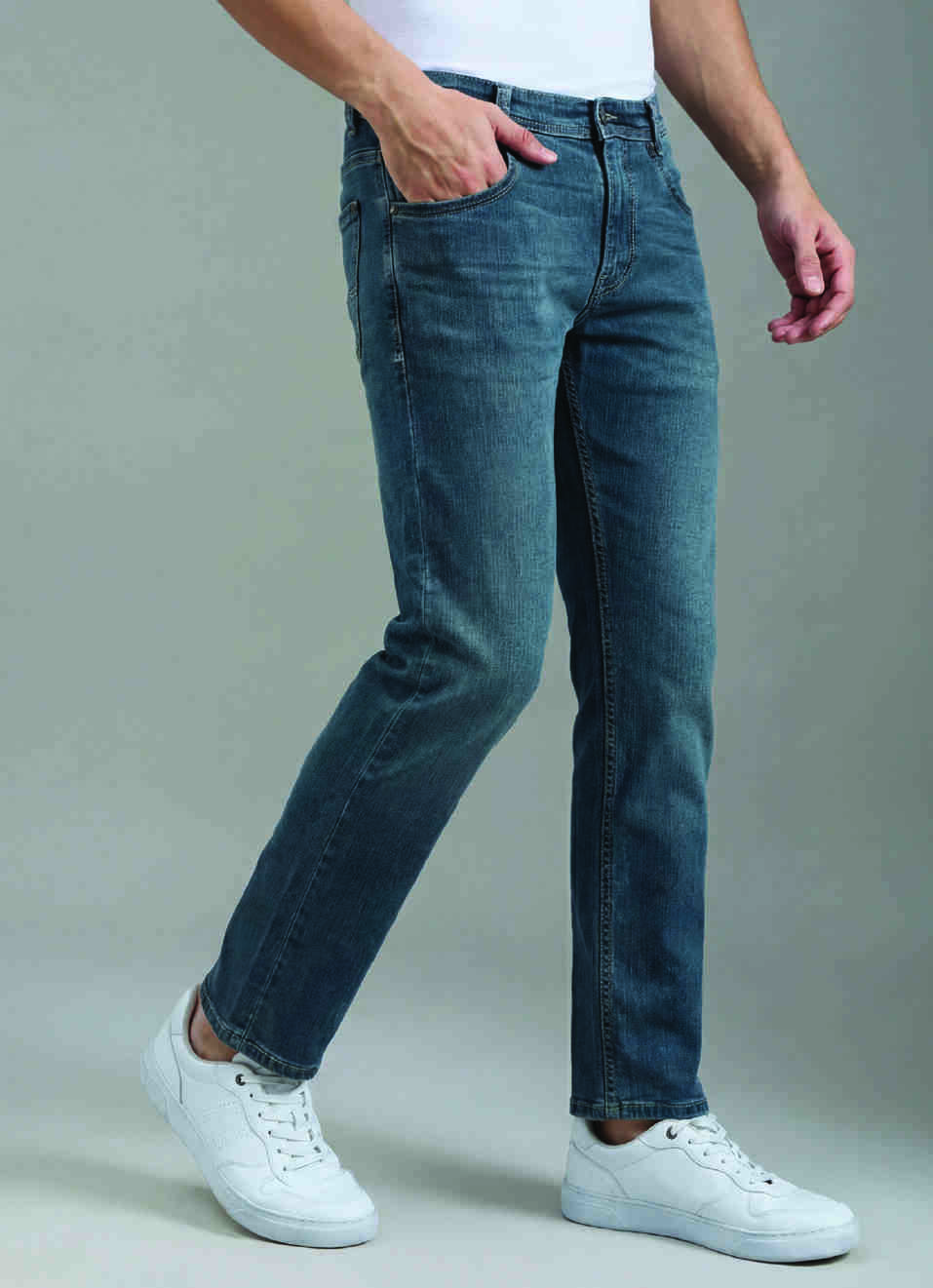 Men Medium Green Used Slim Fit Jeans, , large image number 0