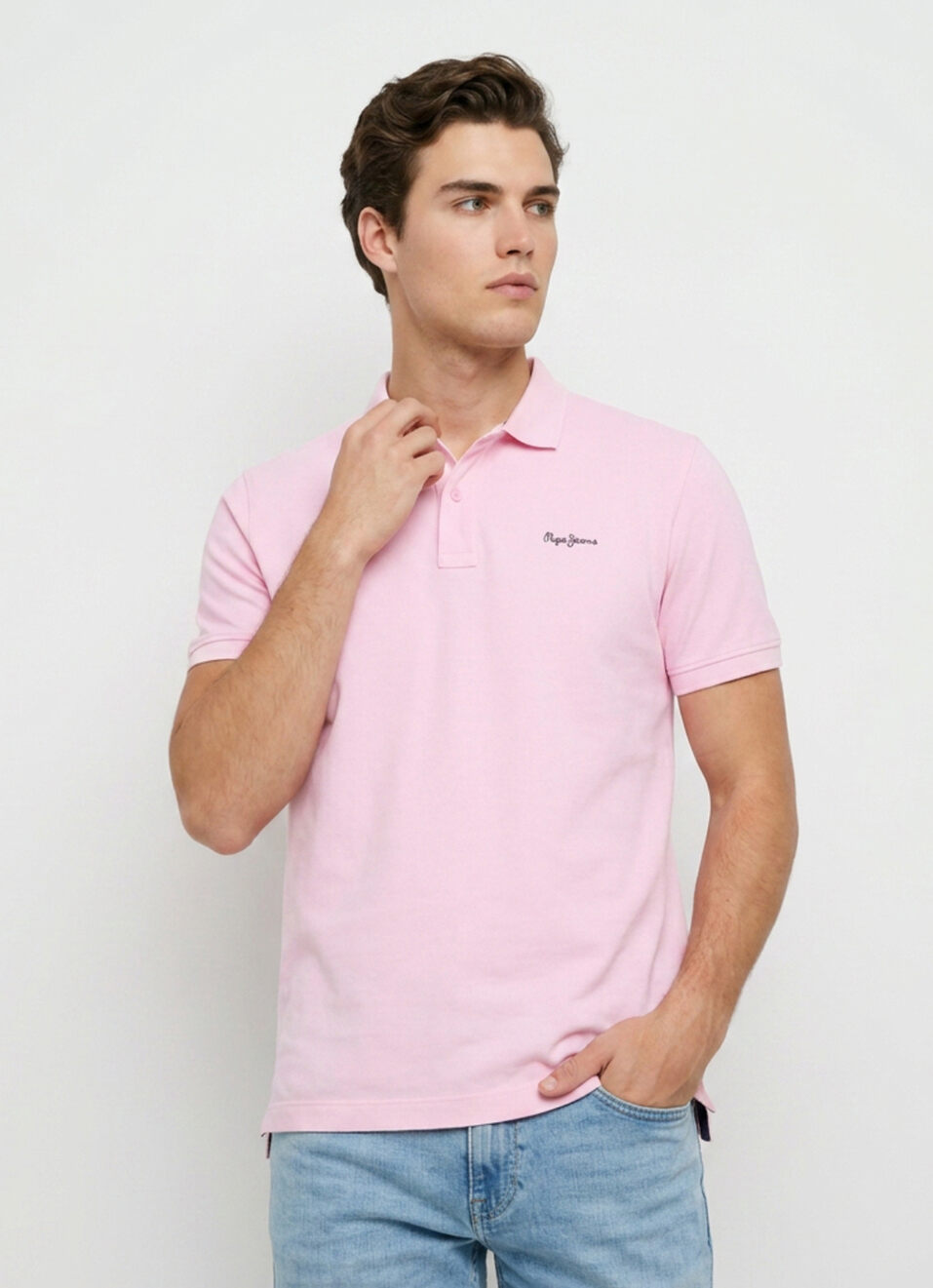 Men Pink Solid Short Sleeves Polo, , large image number 1