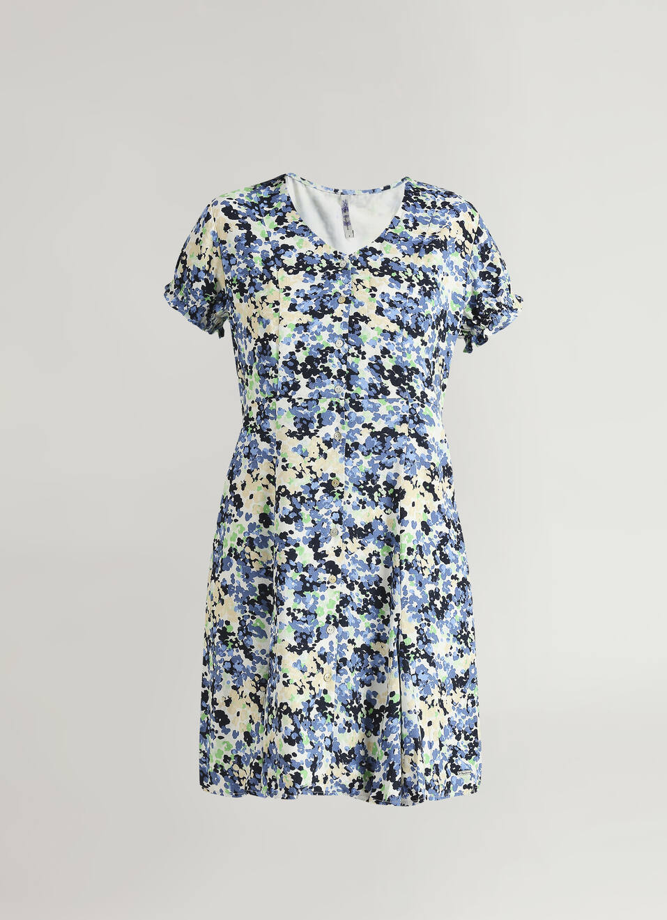 Off White Floral Print Puff Sleeve Dress, , large image number 6