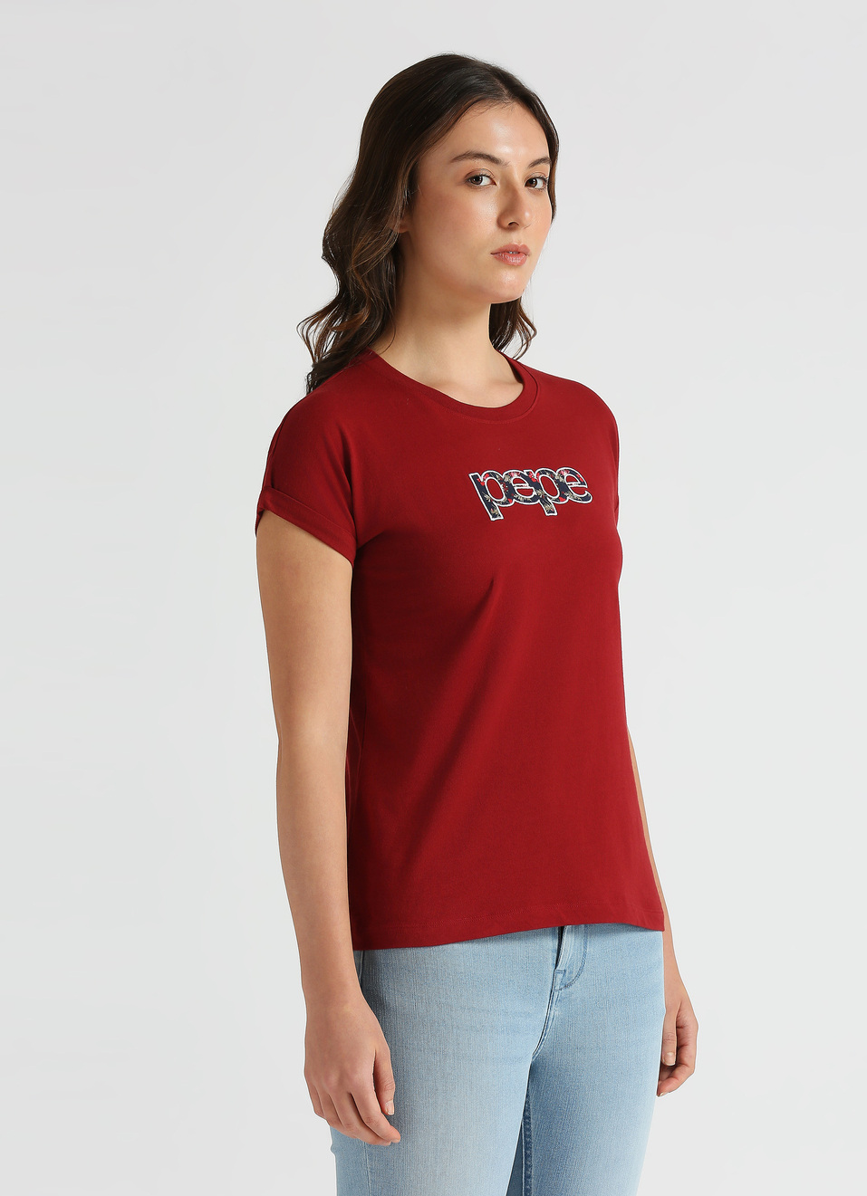 Red Roll-up Short Sleeve T-shirt, , large image number 3