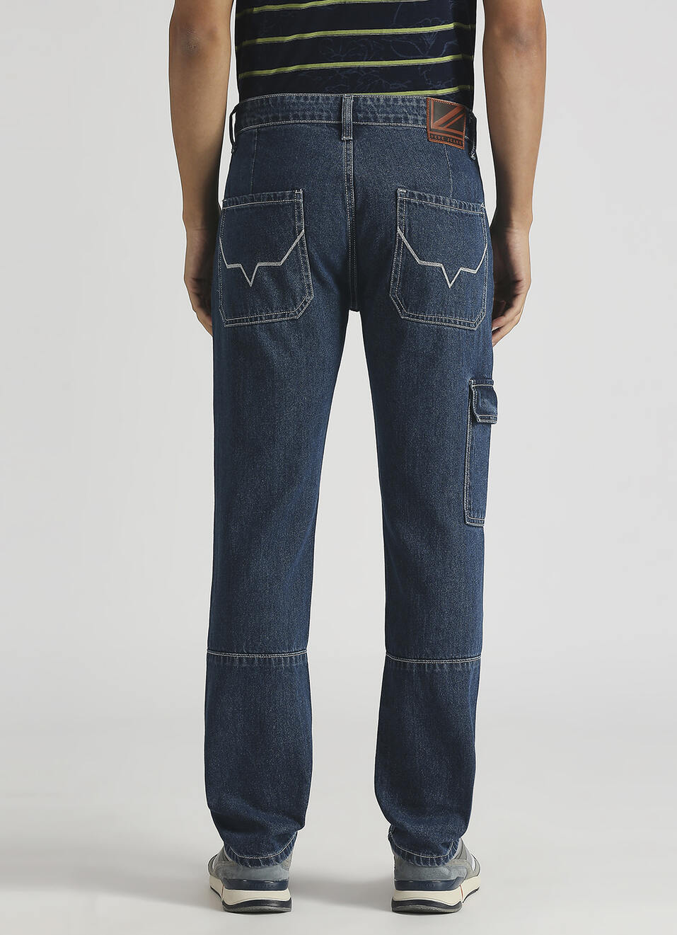 Cargo Straight Mid Rise Dark Blue Jeans, , large image number 3