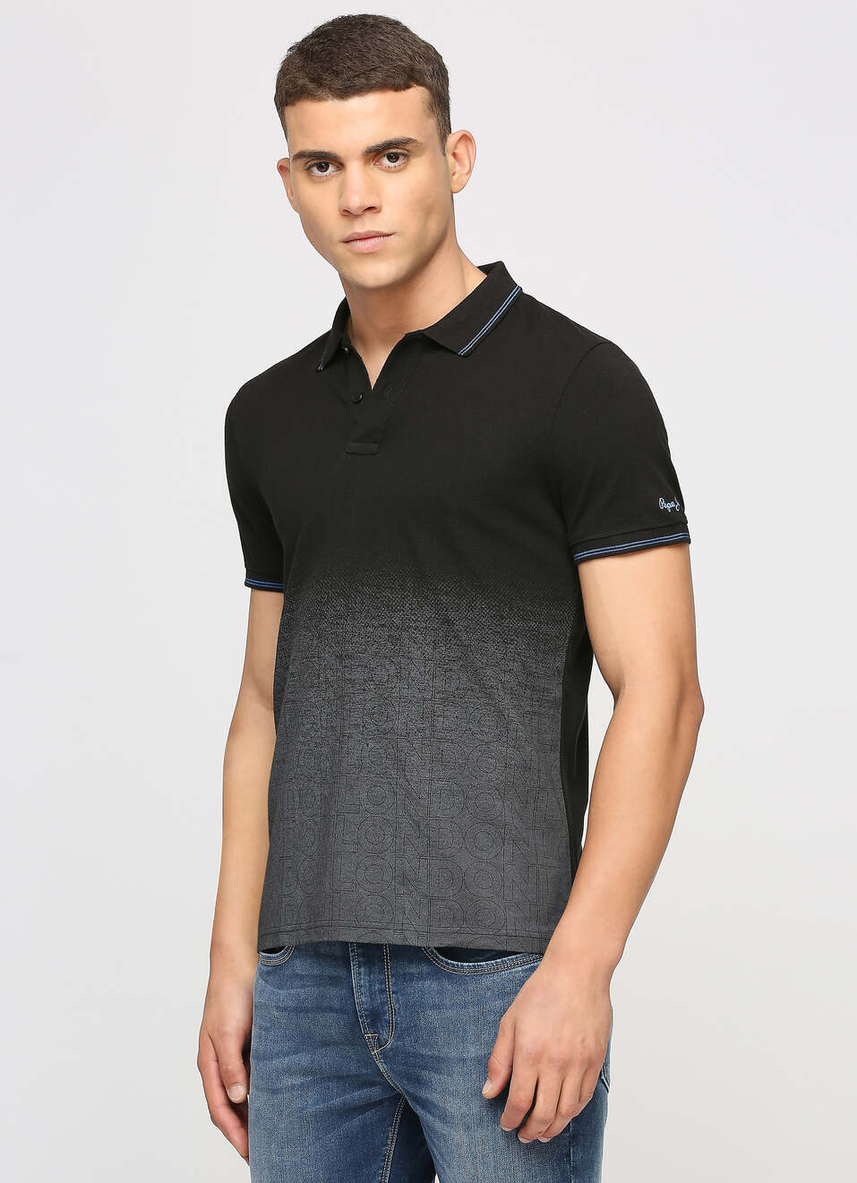 Ombre Black Short Sleeve T-shirt, , large image number 2