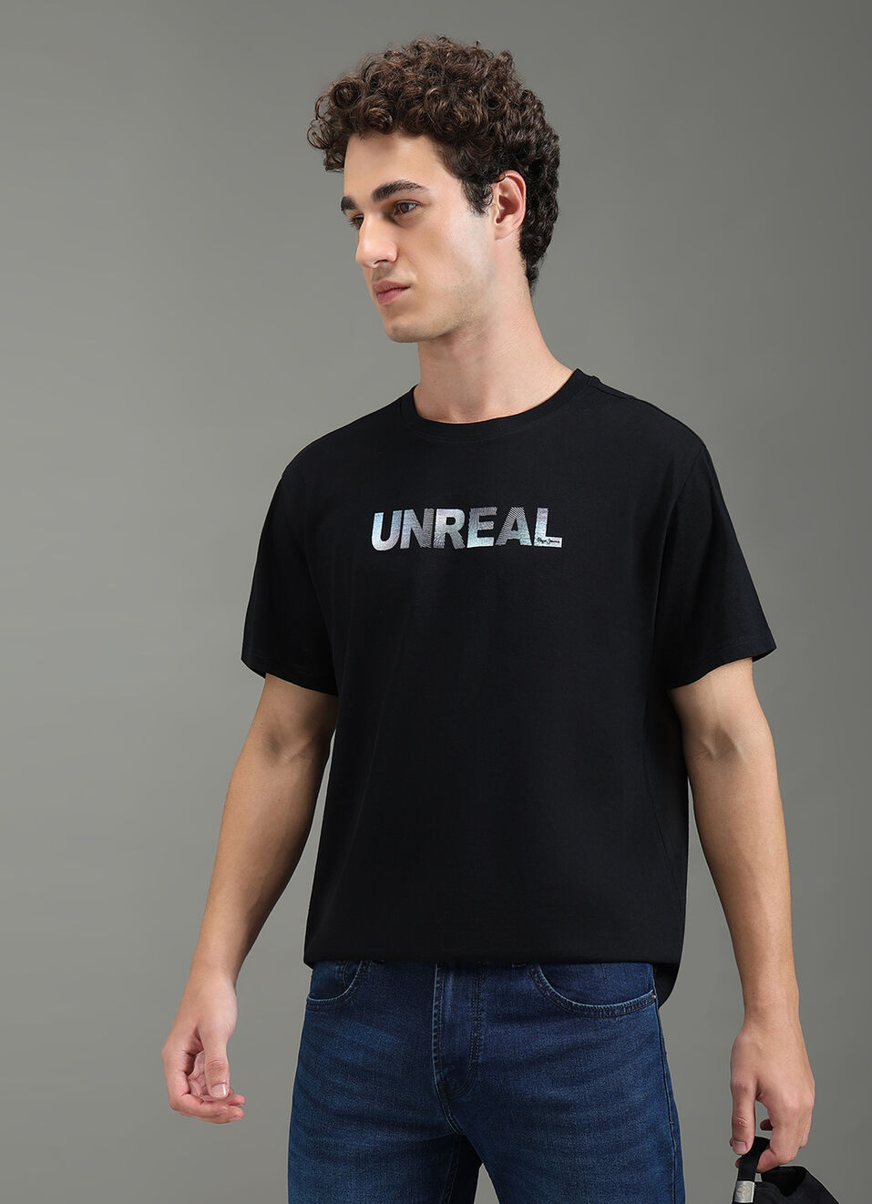 Men Black Graphic Relaxed Fit T-shirt, , large image number 0