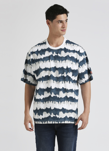 Teal Tie Dye Printed Short Sleeve Oversized T-shirt