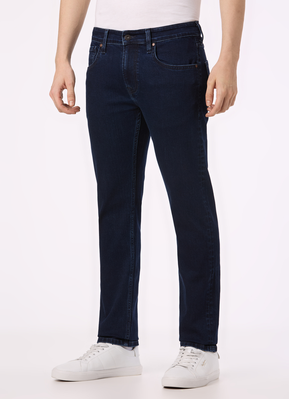 Men Dark Blue Mid Rise Slim Fit Stretchable Jeans, , large image number 3
