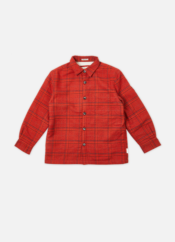 Boys Orange Check Full Sleeve Shirt