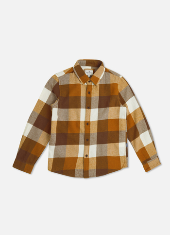 Boys Brown Check Full Sleeve Shirt