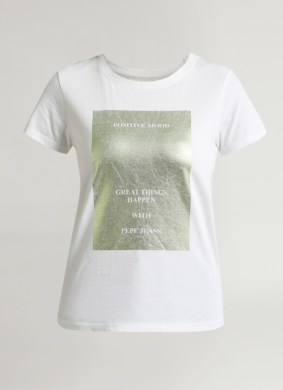 White Foil Print Short Sleeve Tee, , large image number 6