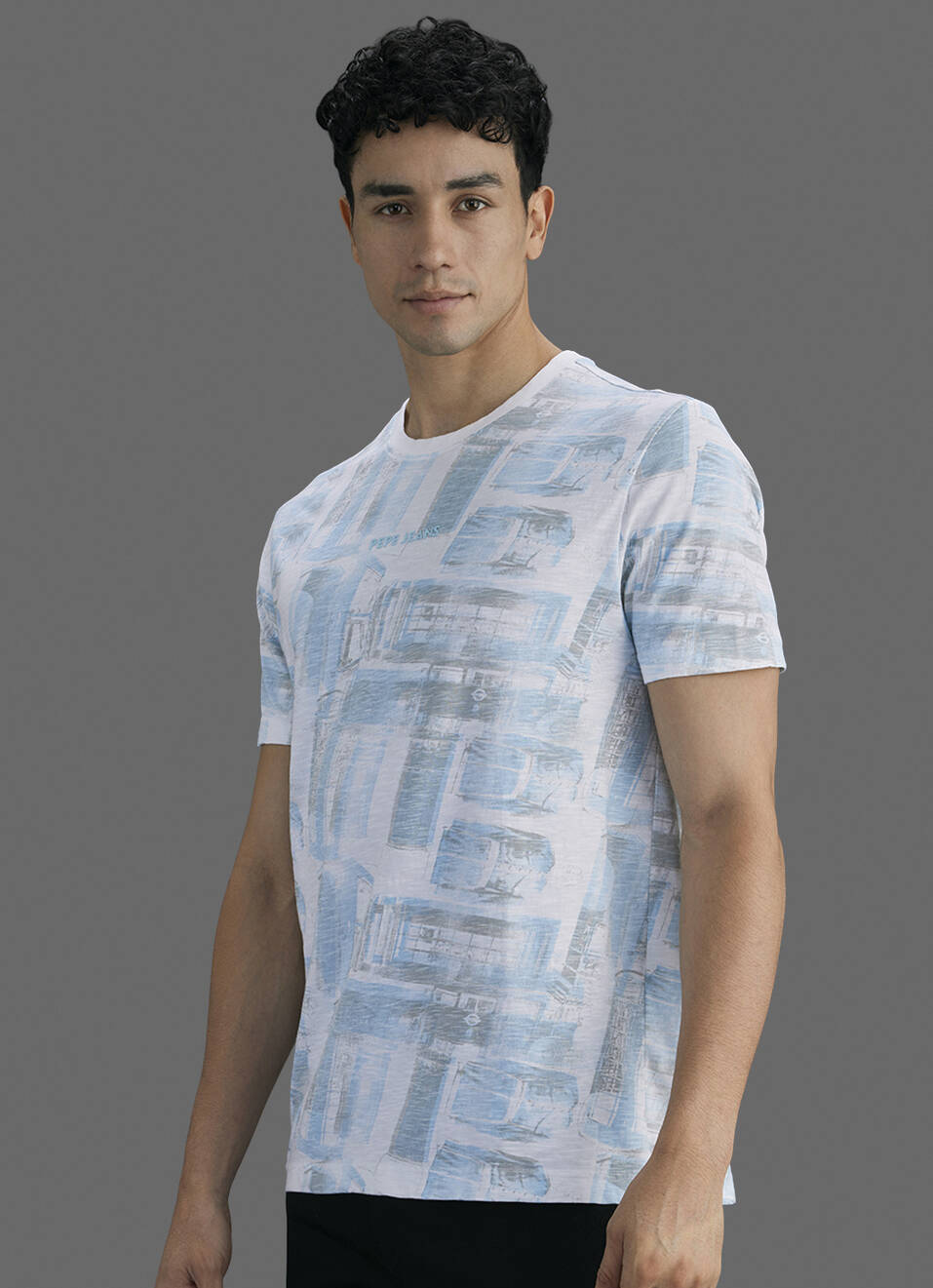 Men White Printed Slim Fit Short Sleeve T-shirt, , large image number 7