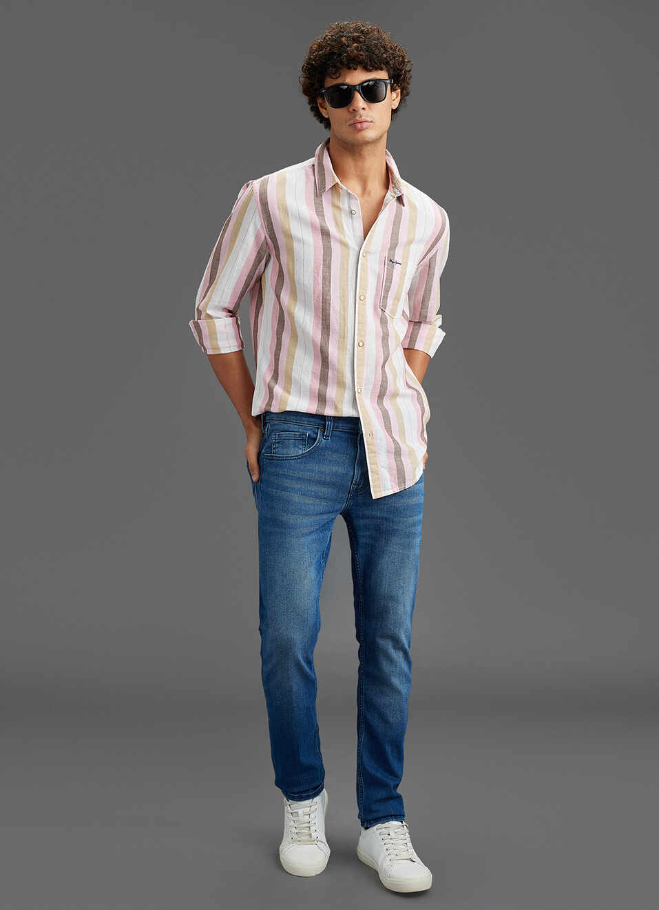 Men Pink Multi-stripe Regular Fit Shirt, , large image number 2