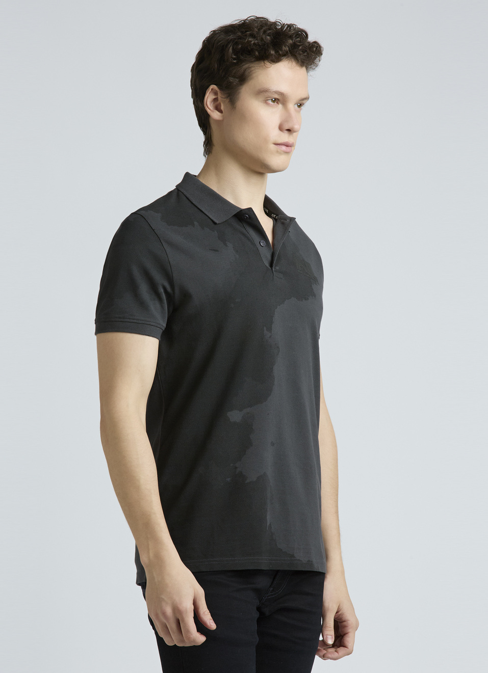 Grey Graphic Print Short Sleeve Polo, , large image number 3