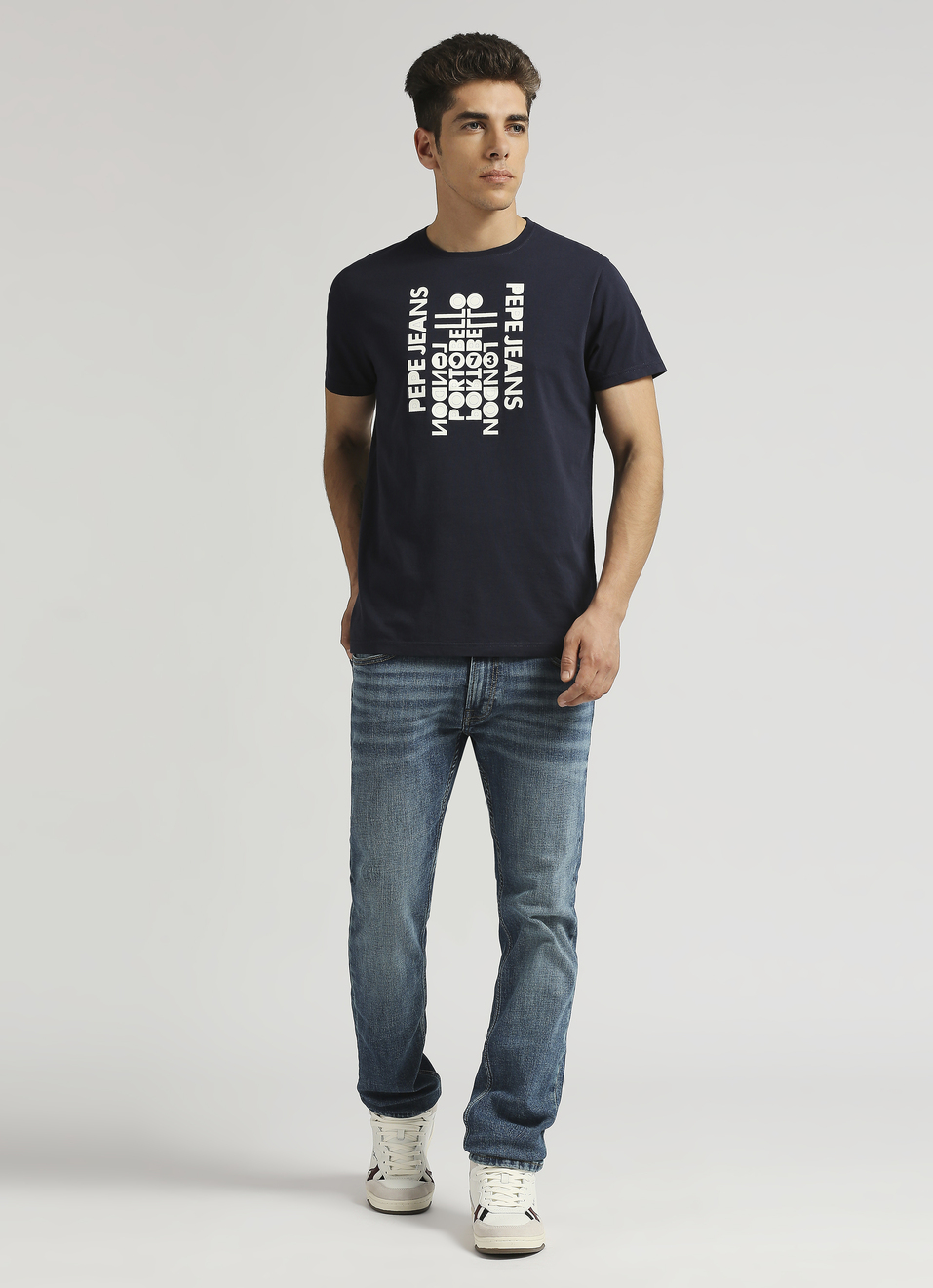 Navy Sheet Transfer Print Short Sleeve T-shirt, , large image number 5