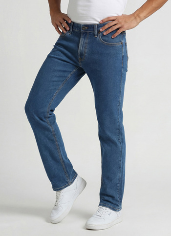 Holborne Ocean Blue Mid Rise Straight Fit Jeans