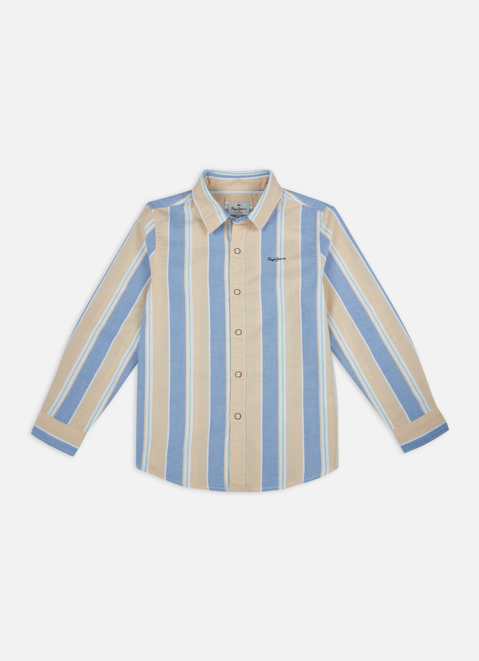 Boys Yellow Vertical Stripe Full Sleeve Oxford Shirt, , large image number 0