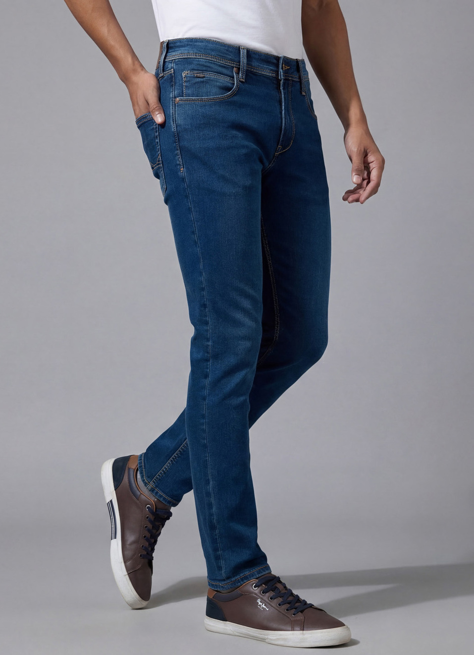 Men Blue Low Rise Skinny Powerflex Extra Stretchable Jeans, , large image number 0
