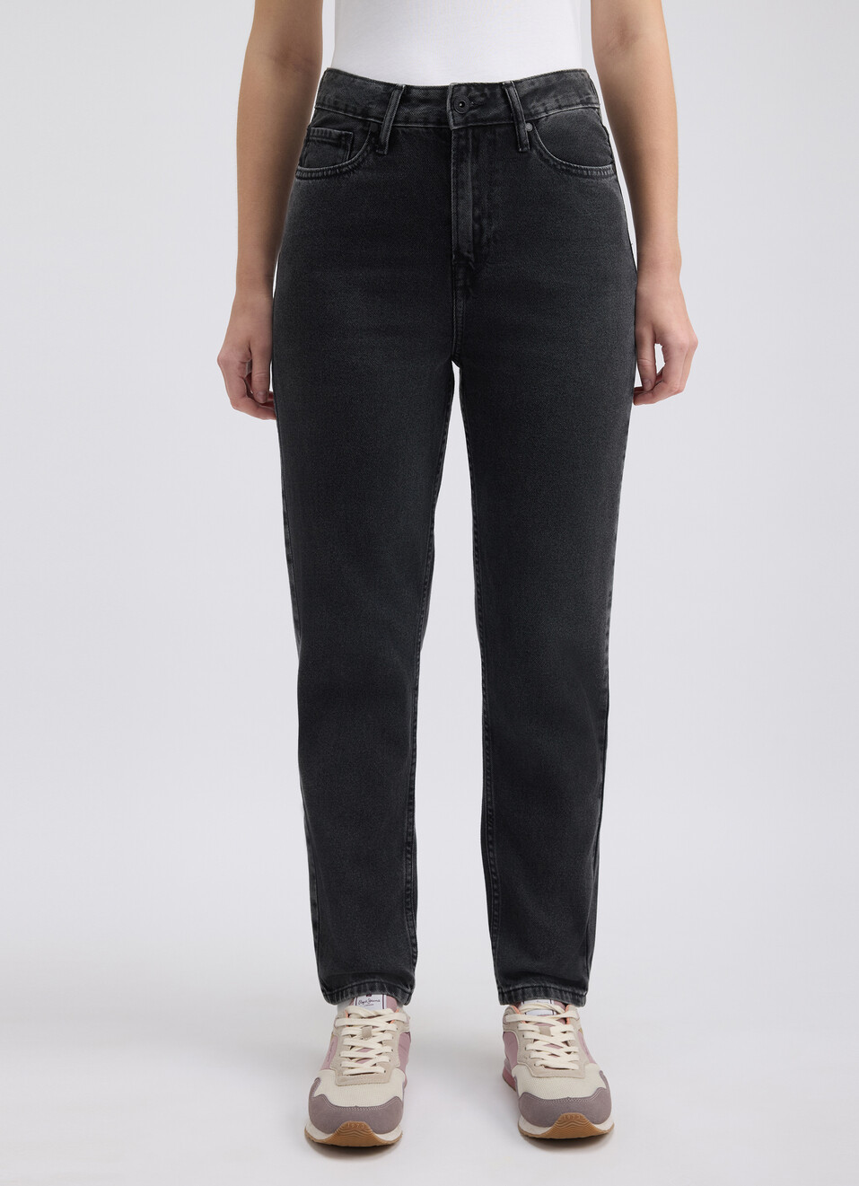 Women Black Mom Fit High Rise Jeans , , large image number 1