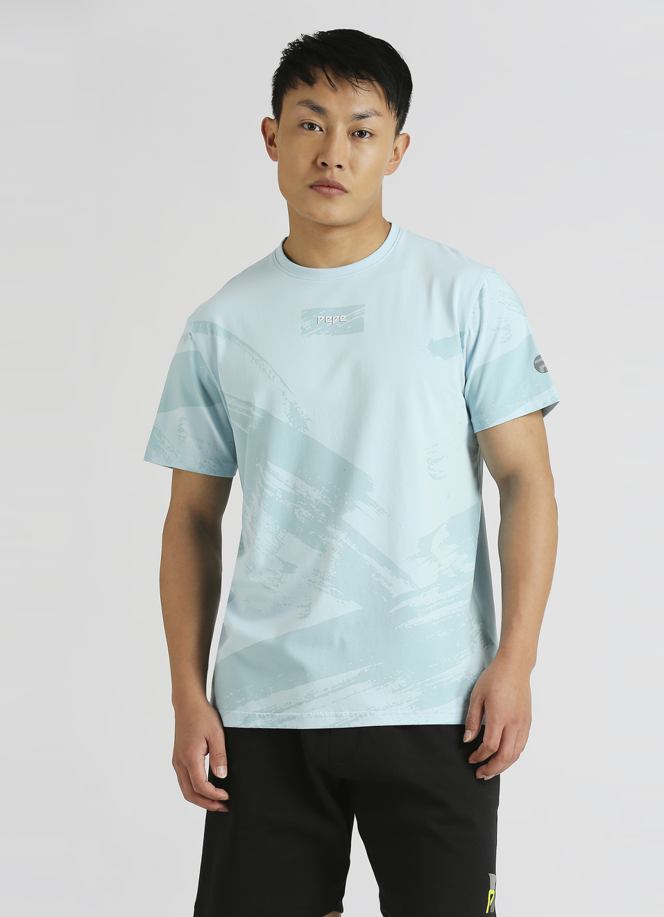 Blue All-over Print Short Sleeve Stretch T-shirt, , large image number 1