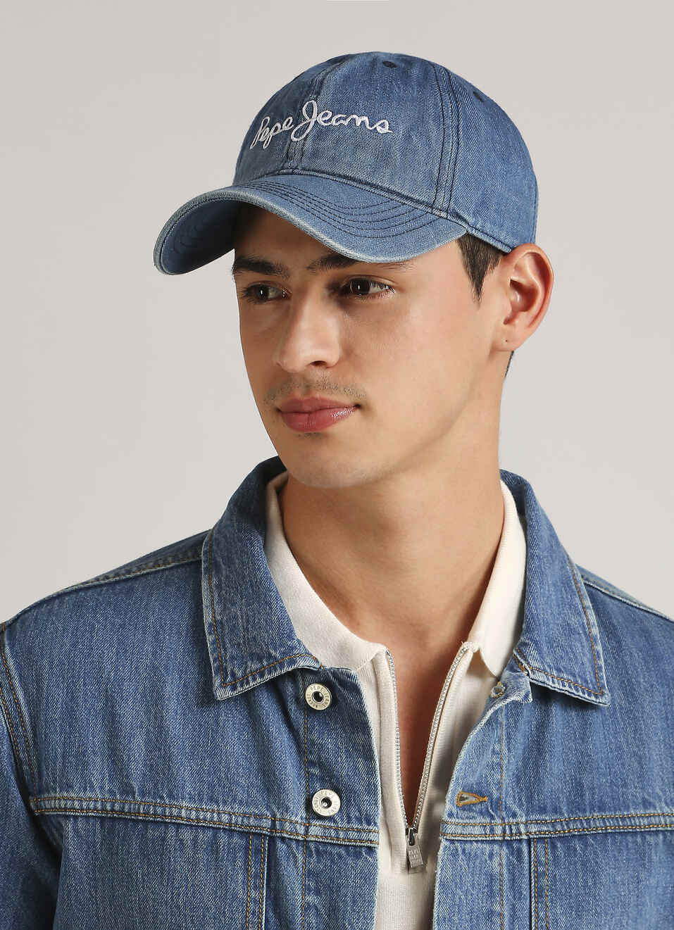 Blue Embroidered Denim Cap, , large image number 2