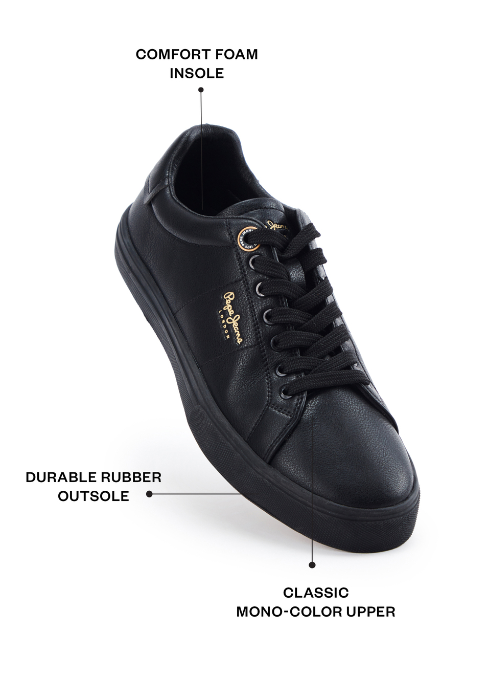 Black Low-cut Anti-skid Cupsole Sneakers, , large image number 1