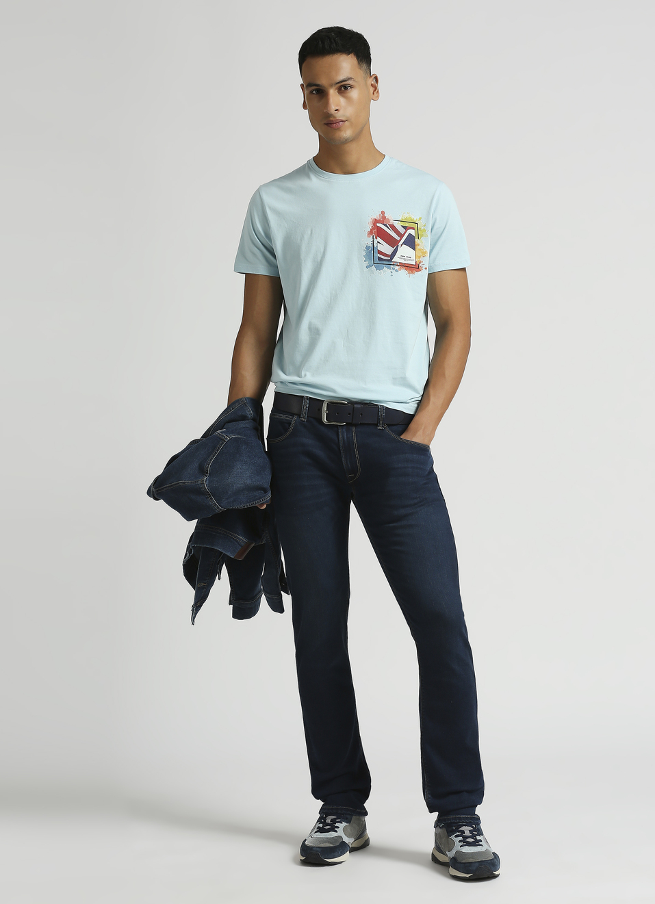 Blue Union Jack Print Short Sleeve T-shirt, , large image number 5