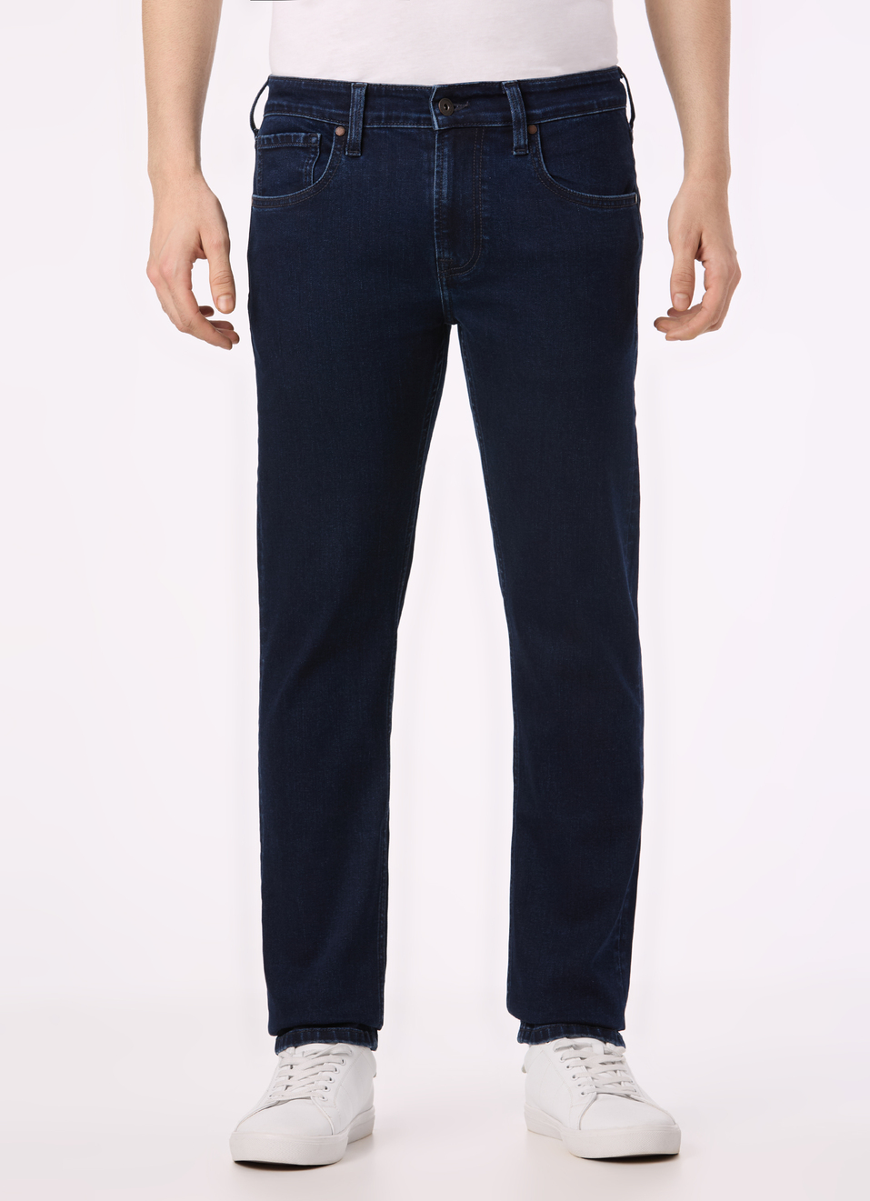 Men Dark Blue Mid Rise Slim Fit Stretchable Jeans, , large image number 1