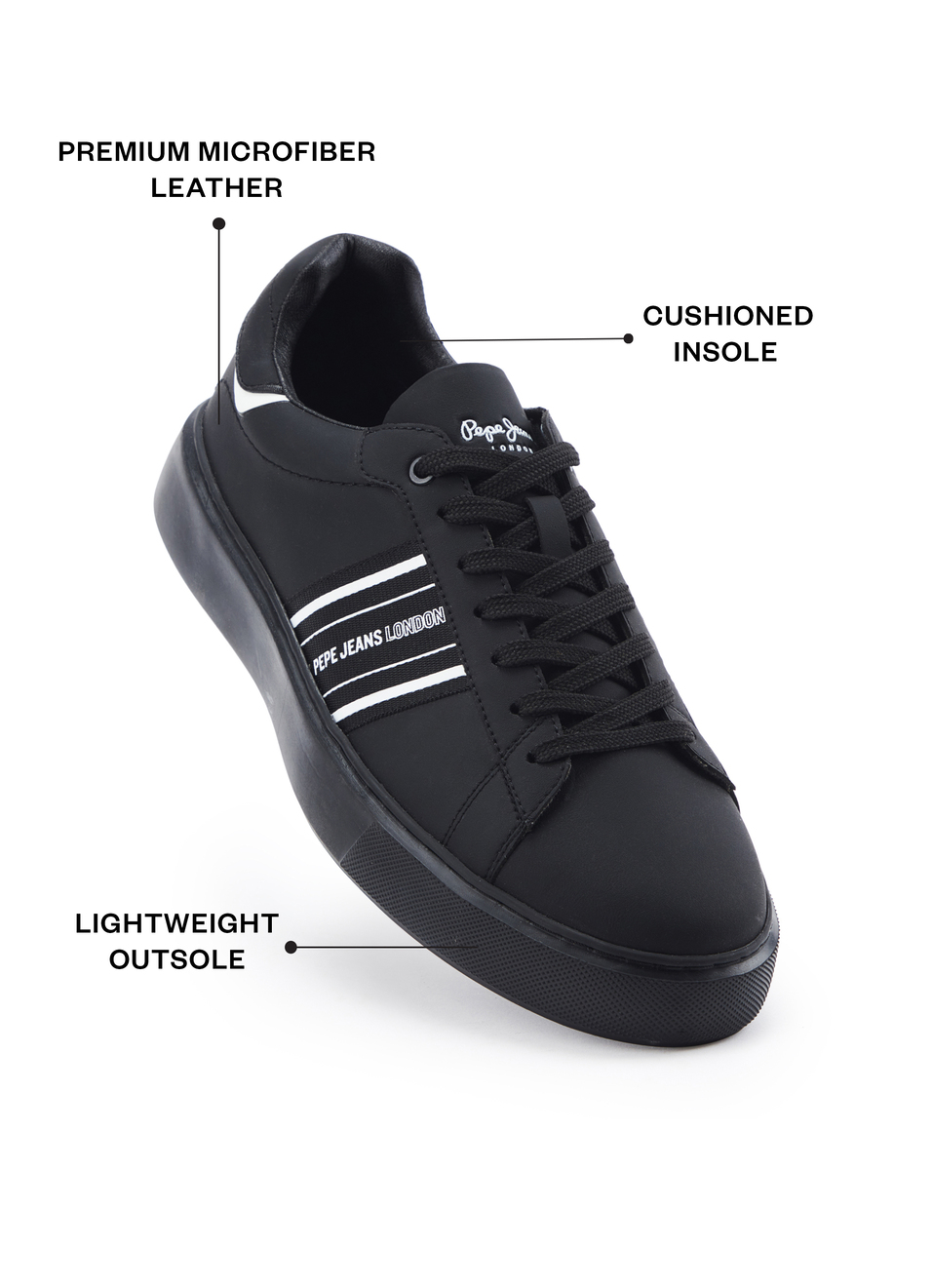 Black Lightweight Cupsole Sneakers, , large image number 1