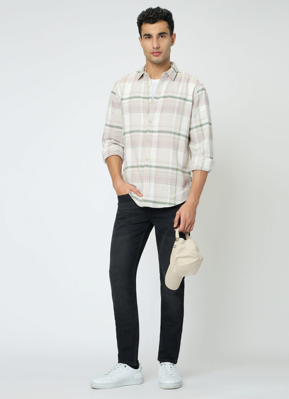 Men Olive Green Checked Shirt, , large image number 5