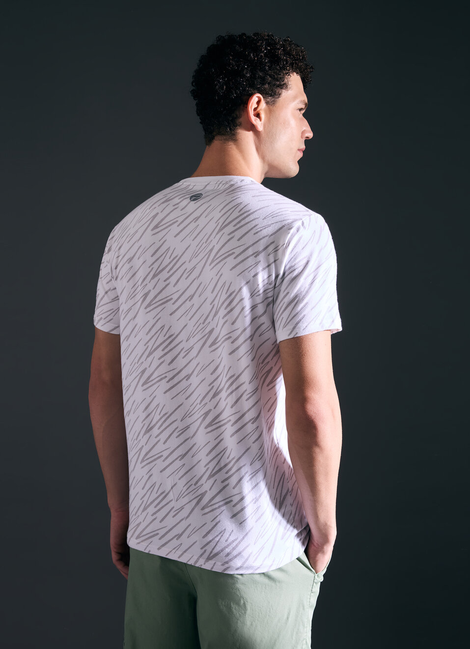 Men White All Over Print Short Sleeve T-shirt, , large image number 2