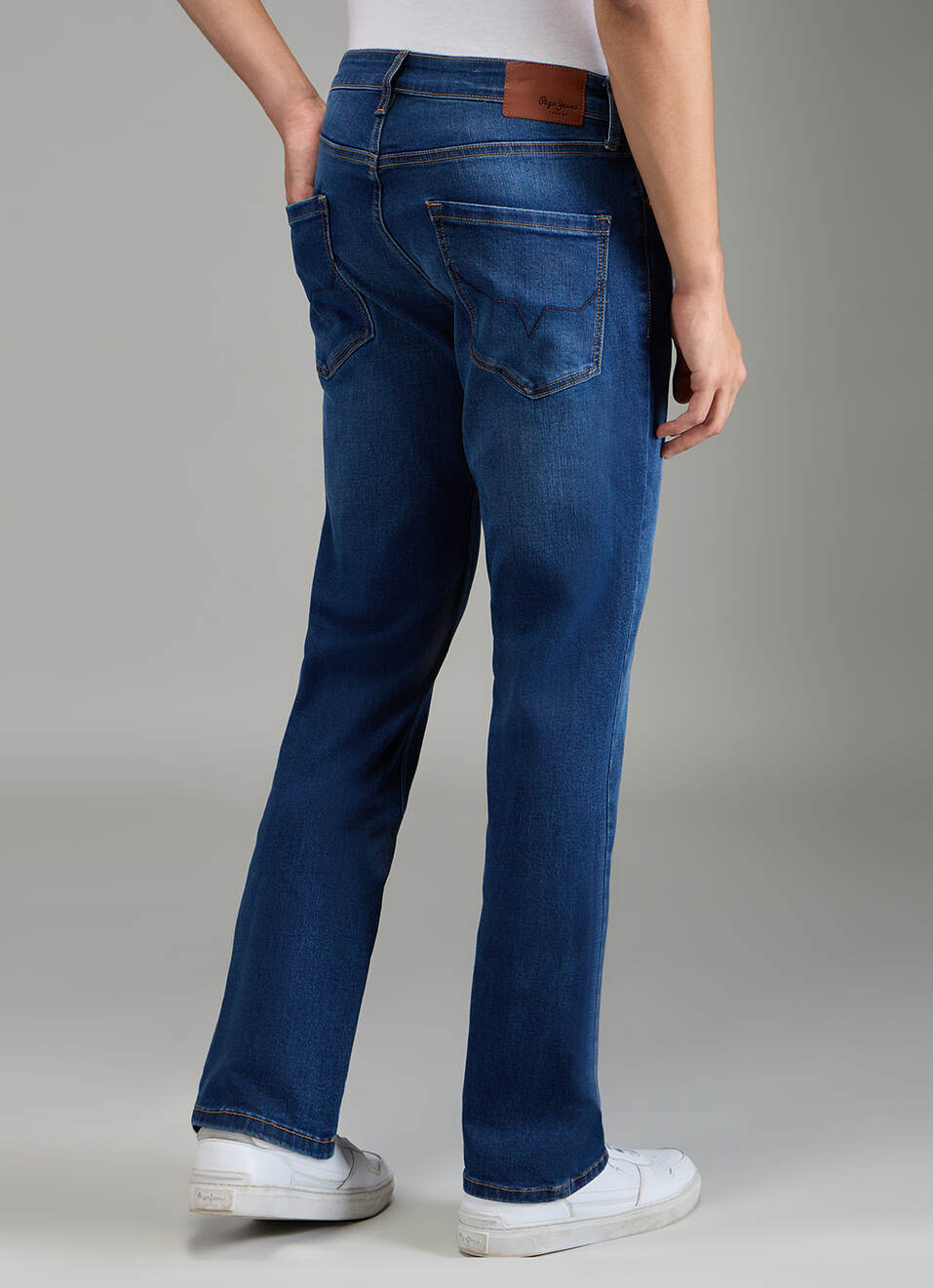 Men Blue Mid Rise Straight Fit Stretchable Jeans, , large image number 2