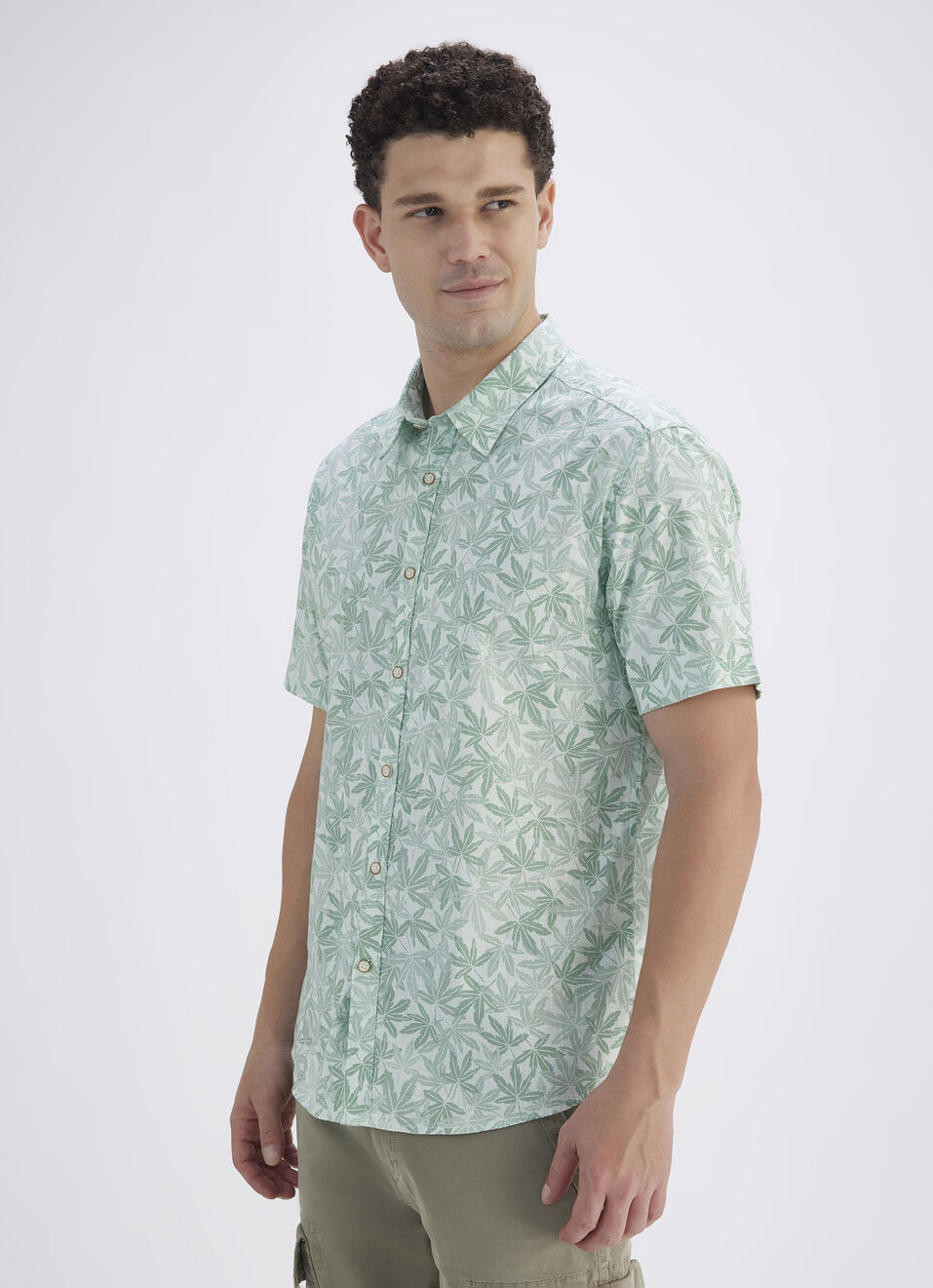 Men Blue Botanical Print Short Sleeve Shirt, , large image number 3
