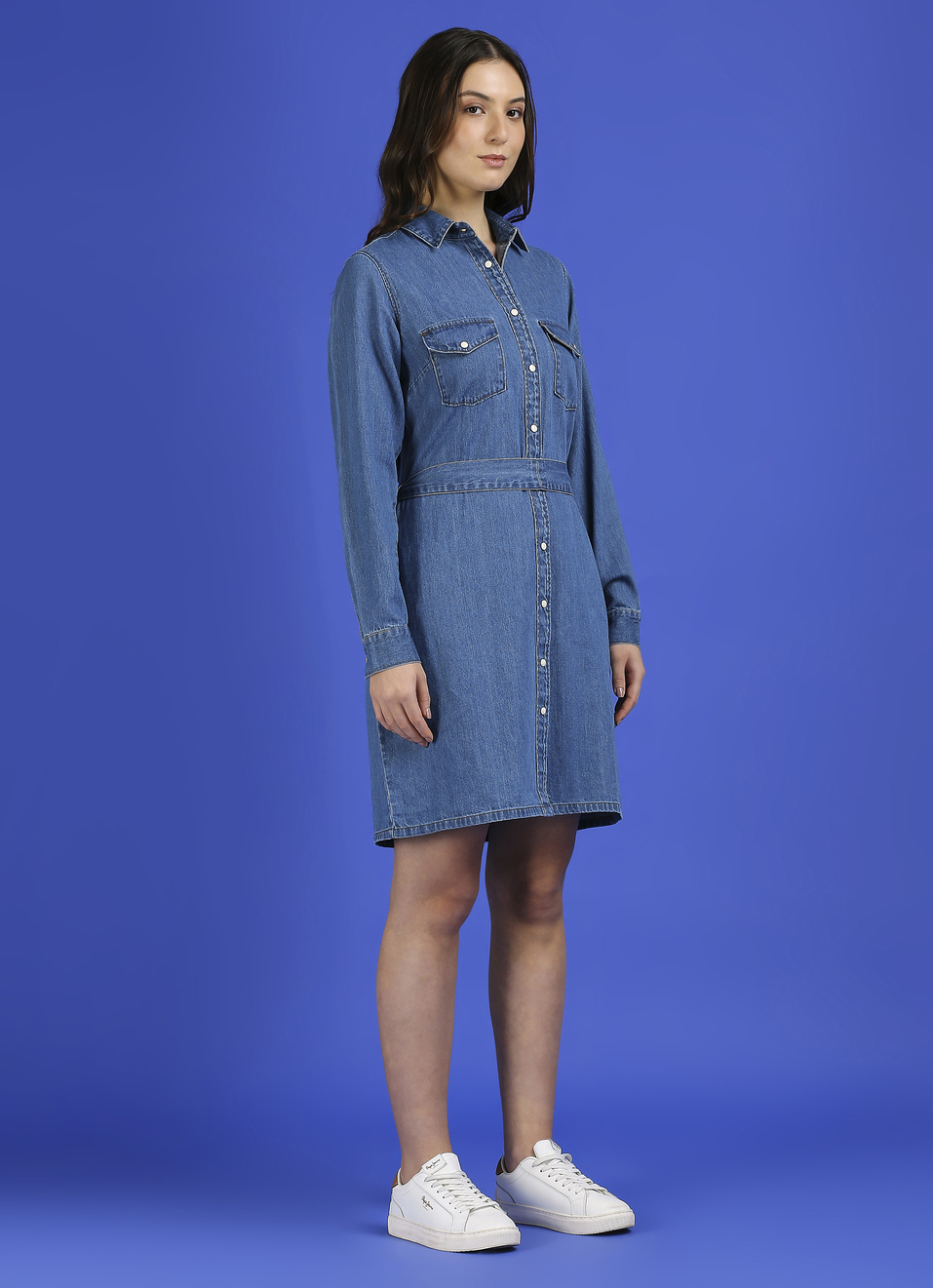 Blue Full Sleeve Shirt Dress, , large image number 3