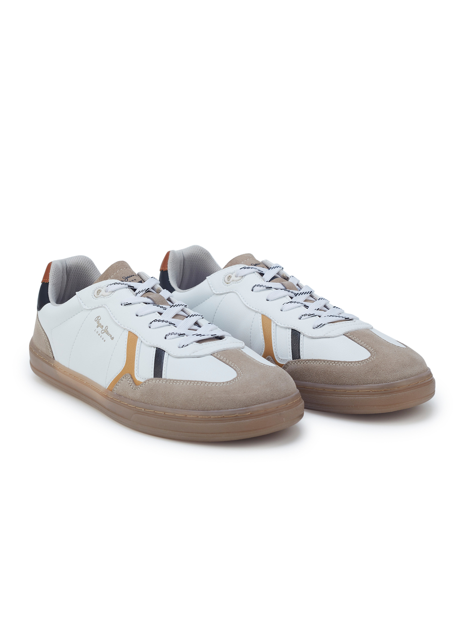 Men White Colorblock Lace Up Sneakers, , large image number 1